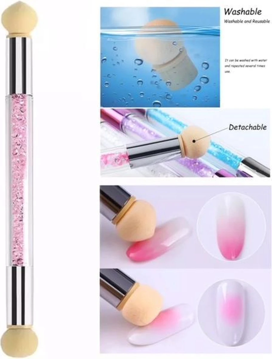 GUAPÀ - Nail Art Blooming Spons & Stempel Penseel voor het maken van Babyboom en Holografisch effecten op je nagels - Kleur Roze GUAPÀ - Nail Art Blooming Spons & Stempel Penseel Voor Het Maken Van Babyboom En Holografisch Effecten Op Je Nagels - Kleur Roze -Nagelbenodigdheden