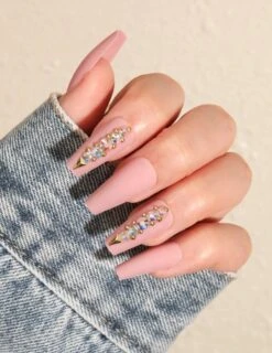 Merkloos ROZE STRASS KUNSTNAGELS - 24 Stuks Plaknagels - Plaktabs -Nagelbenodigdheden 926x1200