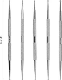 YUBBI™ 5 Delige Nail Art Dotting Tool Set - Nagellak Acryl Penselen - Dubbelzijdig - RVS - 10 Maten -Nagelbenodigdheden 930x1200